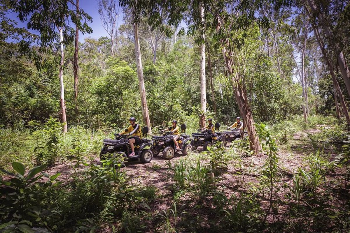 ATV tour sets off through the woods, forest, trees to enjoy the real outback of Pattaya 
